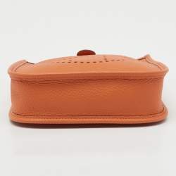 Pre Owned Hermes Orange Taurillon Clemence Leather Evelyne TPM Bag