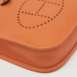 Pre Owned Hermes Orange Taurillon Clemence Leather Evelyne TPM Bag