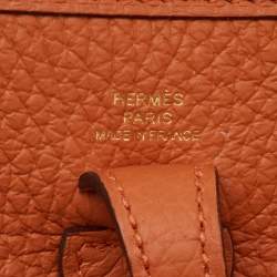 Pre Owned Hermes Orange Taurillon Clemence Leather Evelyne TPM Bag