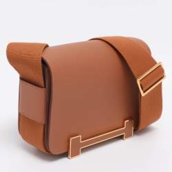 Pre Owned Hermes Gold Evercolor Leather Gold Finish Geta Bag