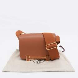 Pre Owned Hermes Gold Evercolor Leather Gold Finish Geta Bag