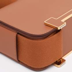 Pre Owned Hermes Gold Evercolor Leather Gold Finish Geta Bag