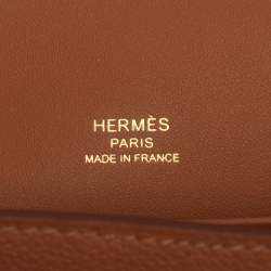 Pre Owned Hermes Gold Evercolor Leather Gold Finish Geta Bag