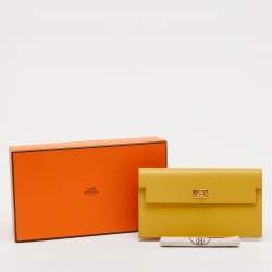 Pre Owned  Hermes Jaune De Naples Chevre Leather Kelly Pocket Long Wallet