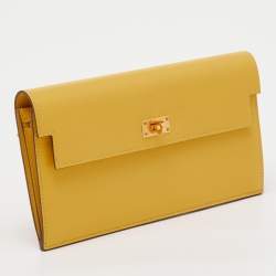 Pre Owned  Hermes Jaune De Naples Chevre Leather Kelly Pocket Long Wallet