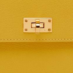 Pre Owned  Hermes Jaune De Naples Chevre Leather Kelly Pocket Long Wallet