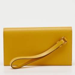 Pre Owned  Hermes Jaune De Naples Chevre Leather Kelly Pocket Long Wallet