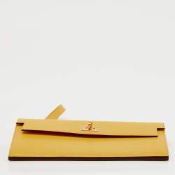Pre Owned  Hermes Jaune De Naples Chevre Leather Kelly Pocket Long Wallet
