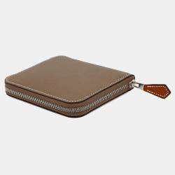 Pre Owned Hermes Azap Compact Silk In Etoupe Epsom Wallet