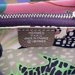 Pre Owned Hermes Azap Compact Silk In Etoupe Epsom Wallet