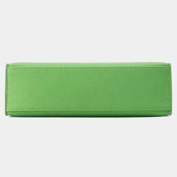 Pre Owned Hermes Pochette Kelly Vert Yucca Swift Leather Handbag