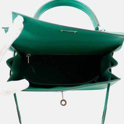 Pre Owned Hermes Kelly Sellier 25 Vert Vertigo Epsom Leather Shoulder Bag
