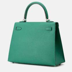 Pre Owned Hermes Kelly Sellier 25 Vert Vertigo Epsom Leather Shoulder Bag