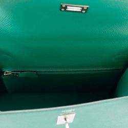 Pre Owned Hermes Kelly Sellier 25 Vert Vertigo Epsom Leather Shoulder Bag