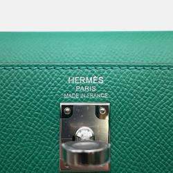 Pre Owned Hermes Kelly Sellier 25 Vert Vertigo Epsom Leather Shoulder Bag