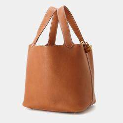 Pre Owned Hermes Picotin Lock 22 Fauve Barenia Leather Tote Bag