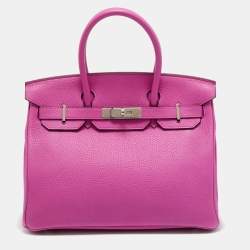 Pre Owned Hermès Magnolia Togo Leather Palladium Finish Birkin 30 Bag