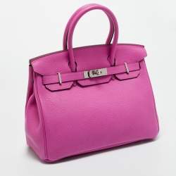 Pre Owned Hermès Magnolia Togo Leather Palladium Finish Birkin 30 Bag
