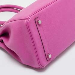 Pre Owned Hermès Magnolia Togo Leather Palladium Finish Birkin 30 Bag