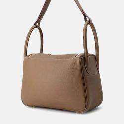 Pre Owned Hermes Lindy 26 Etoupe Taurillon Clemence Leather Shoulder Bag