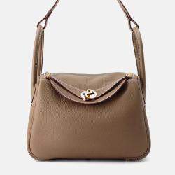 Pre Owned Hermes Lindy 26 Etoupe Taurillon Clemence Leather Shoulder Bag