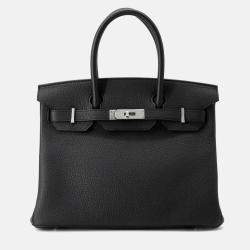 Pre Owned Hermes Birkin 30 Black Togo Leather Handbag