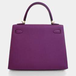Pre Owned Hermes Sellier Kelly 25 Anemone Epsom Handbag