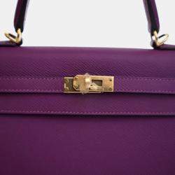 Pre Owned Hermes Sellier Kelly 25 Anemone Epsom Handbag