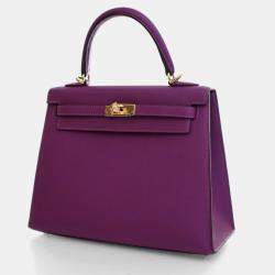 Pre Owned Hermes Sellier Kelly 25 Anemone Epsom Handbag