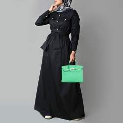 Pre Owned Hermès Vert Comic Togo Leather Palladium Finish Birkin 25 Bag