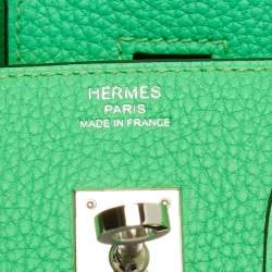 Pre Owned Hermès Vert Comic Togo Leather Palladium Finish Birkin 25 Bag