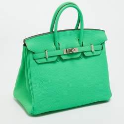 Pre Owned Hermès Vert Comic Togo Leather Palladium Finish Birkin 25 Bag