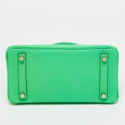 Pre Owned Hermès Vert Comic Togo Leather Palladium Finish Birkin 25 Bag