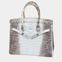 Pre Owned Hermes Birkin 30 Himalaya Niloticus Crocodile Diamond Tote Bag
