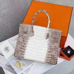 Pre Owned Hermes Birkin 30 Himalaya Niloticus Crocodile Diamond Tote Bag