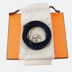 Pre Owned Hermes Evelyne Long TPM  Etoupe/Blue Indigo Taurillon Clemence Bag 