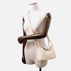 Pre Owned Hermes Lindy Mini Craie Taurillon Clemence Bag 