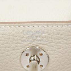 Pre Owned Hermes Lindy Mini Craie Taurillon Clemence Bag 