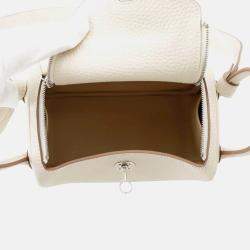 Pre Owned Hermes Lindy Mini Craie Taurillon Clemence Bag 