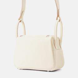 Pre Owned Hermes Lindy Mini Craie Taurillon Clemence Bag 