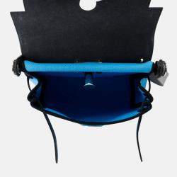 Pre Owned Hermes Herbag Zip Mini Blue Riviera/Black Toile Military Vache Hunter Leather Bag 