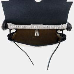 Pre Owned Hermes Herbag Mini Ecru Black Toile Vache Hunter Leather Zip Handbag