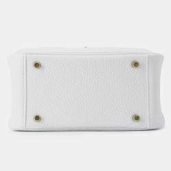 Pre Owned Hermes Lindy Mini White Taurillon Clemence Shoulder Bag