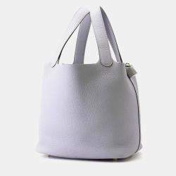 Pre Owned Hermes Picotin Lock MM Green Pantan Taurillon Clemence Bag