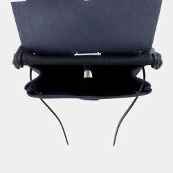 Pre Owned Hermes Herbag Mini Zip Blue Indigo/Black Toile Military Vache Hunter Leather 