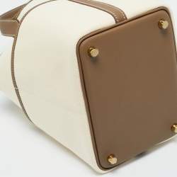 Pre Owned Hermès Ecro/Etoupe Toile and and Swift Leather Cargo Picotin Lock 18 Bag