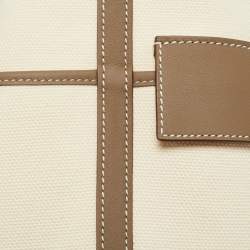 Pre Owned Hermès Ecro/Etoupe Toile and and Swift Leather Cargo Picotin Lock 18 Bag