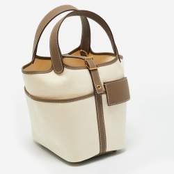 Pre Owned Hermès Ecro/Etoupe Toile and and Swift Leather Cargo Picotin Lock 18 Bag