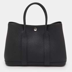 Pre Owned Hermes Black Negonda Leather Garden Party 30 Bag