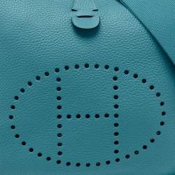 Pre Owned Hermes Turquoise Blue Togo Leather Evelyne III PM Bag